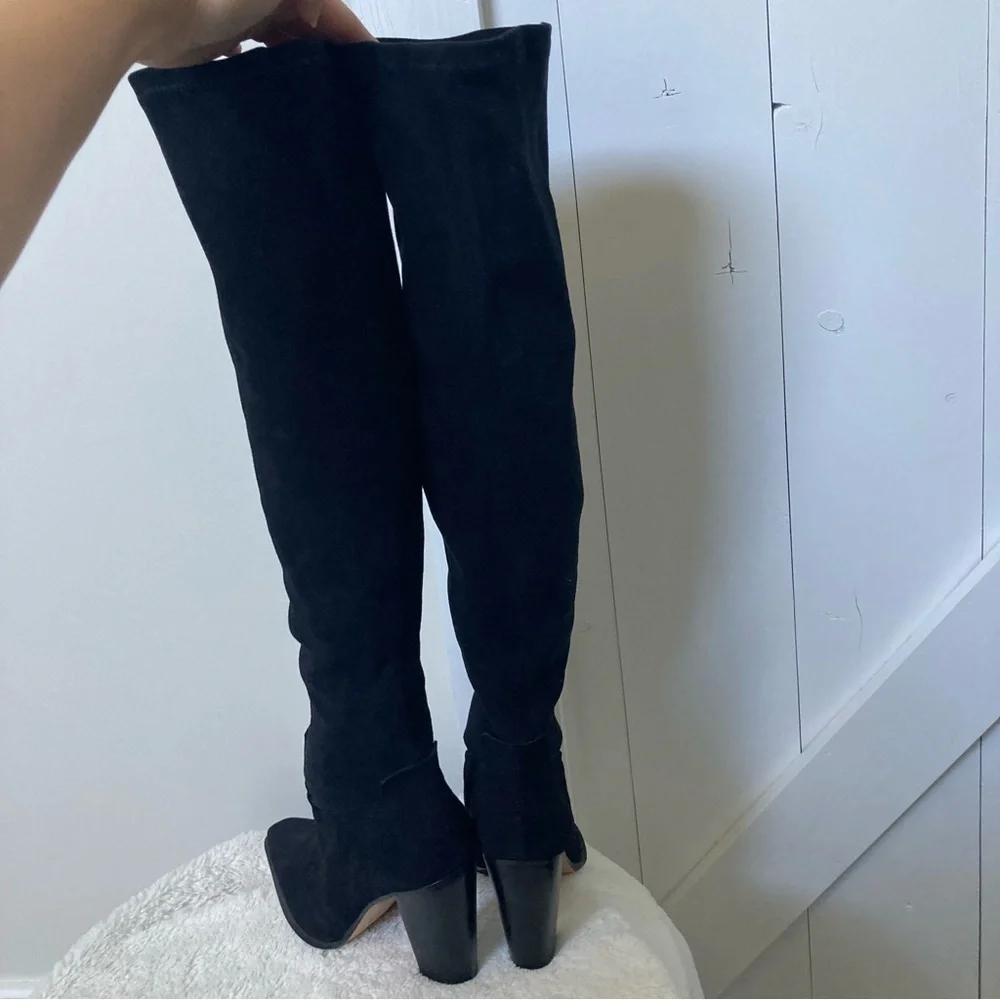 Rachel Zoe Biancaz knee high stretch suede boots black size 8